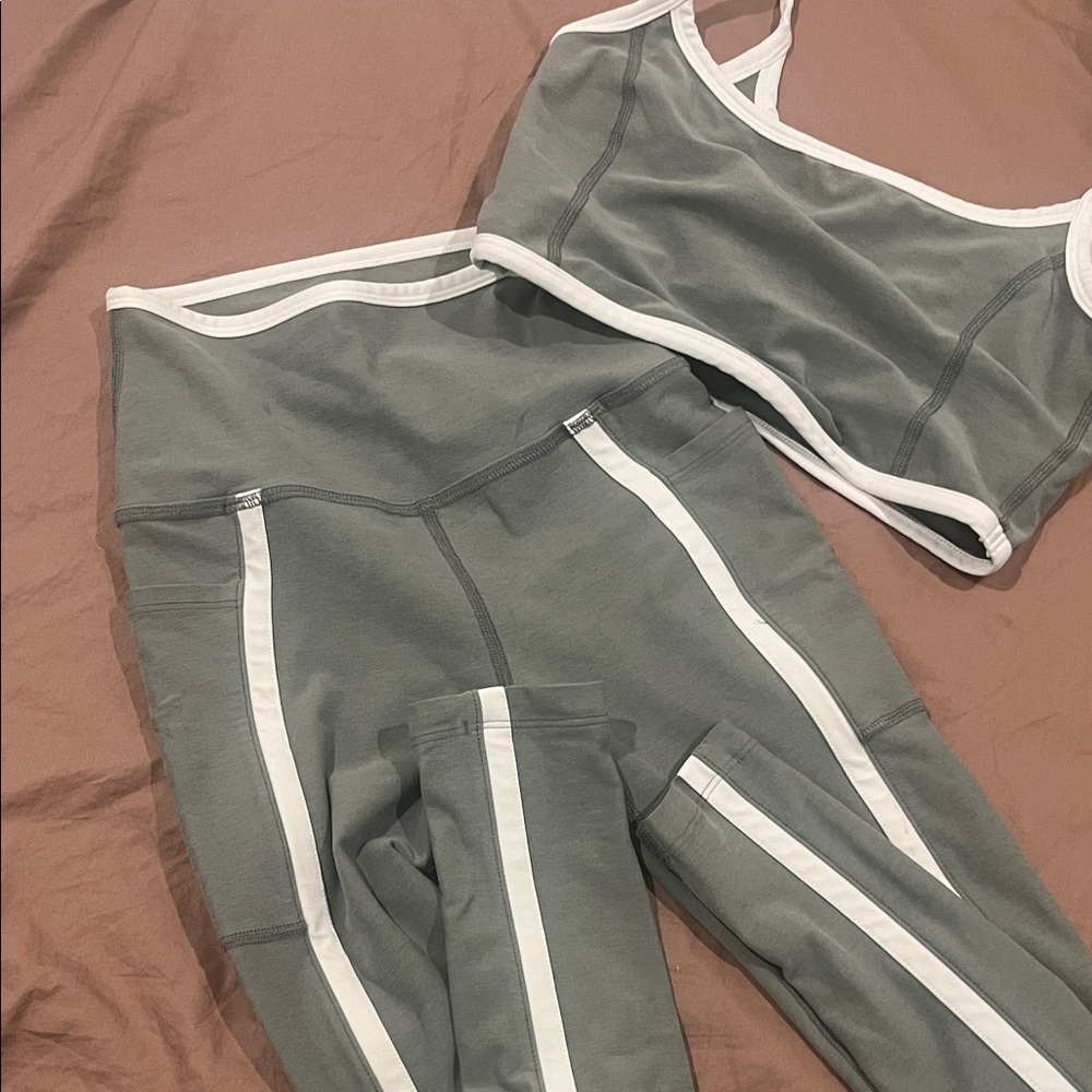 Beyond Yoga Olive Green Leggings and bra